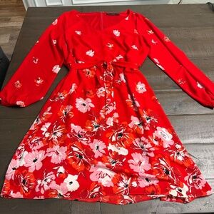 Floral Red Dress
